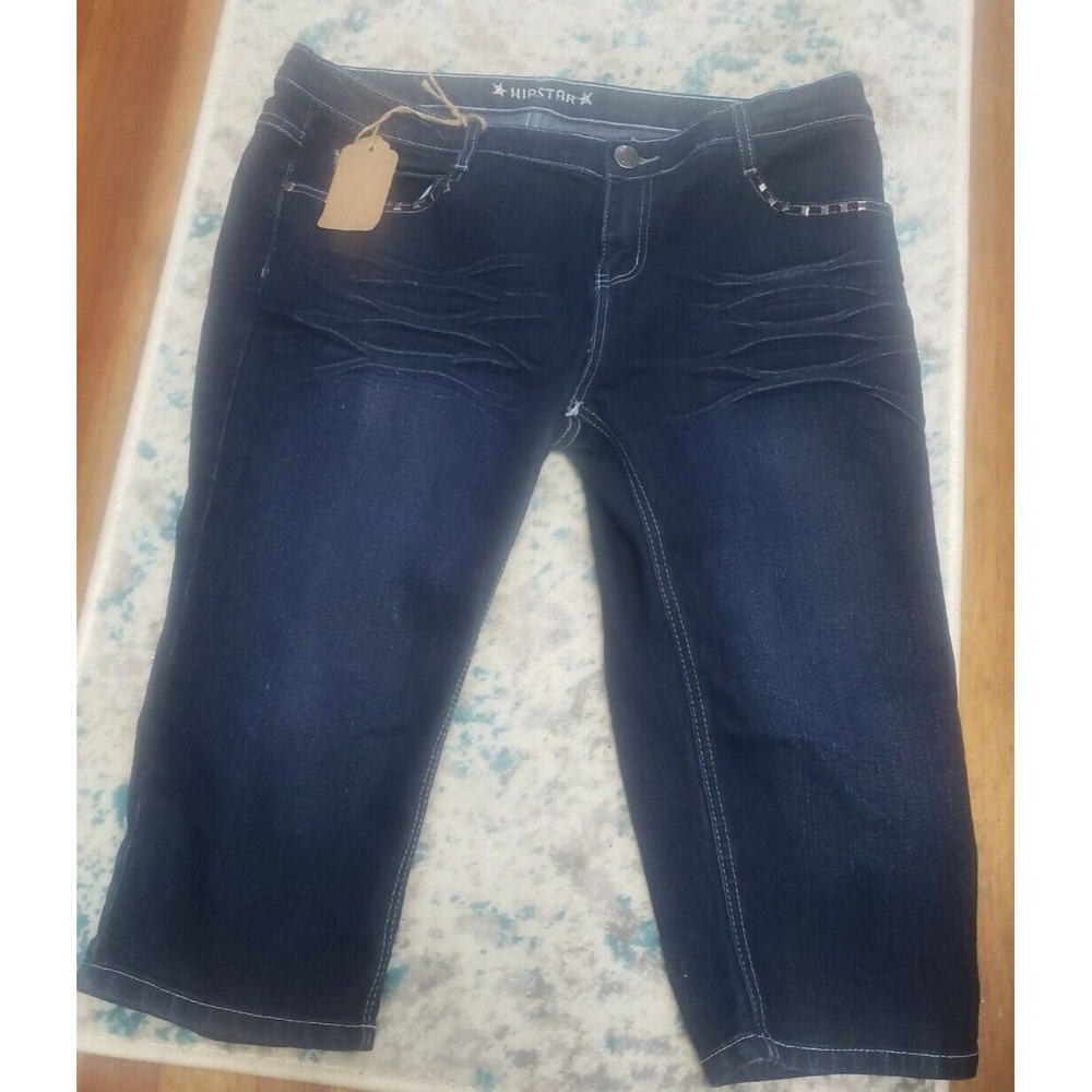 Hipstar Womens Denim Capri Jean Pants Size 16  Embellished Pockets